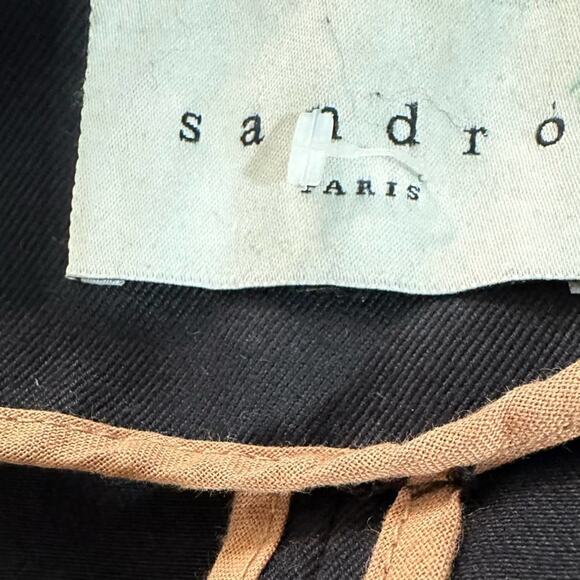 Sandro Paris Malena 100% cotton 3/4 length Black trench coat size 4 EU 36 - Picture 10 of 12
